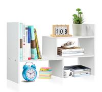 Esilihom Étagère de rangement de bureau, étagère de présentation réglable, polyvalente, fournitures de bureau, support extensible de style libre, blanc