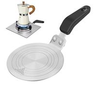 Esilihom Plaque convertisseur de plaque à induction, casserole à moka 13 cm avec poignée résistante à la chaleur, adaptateur de chaleur en acier inoxydable pour ustensiles de cuisine à café (12,7 cm)