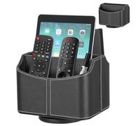 Esilihom Support de télécommande rotatif à 360 degrés en cuir synthétique pour télécommande TV, boîte de rangement pour contrôleur multimédia, téléphone, iPad, lunettes, stylo (noir)