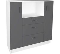 Esilo étagères de cuisine armoire 2 portes, 2 tiroirs, 1 tablette gris anthracite, blanc.