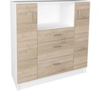 Esilo étagères de cuisine armoire 2 portes, 2 tiroirs, 1 tabletteReproduction chêne, blanc.