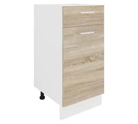 Esilo meuble bas de cuisine 40 cm 1 porte, 1 tiroir blanc,Reproduction chêne.