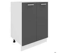 Esilo meuble bas de cuisine 60 cm 2 portes blanc, gris.