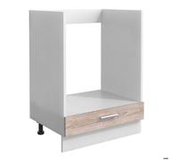Esilo meuble bas de cuisine 60 cm pour four 1 porte blanc, décor chêne.