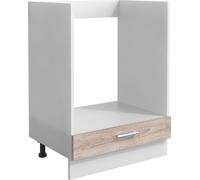 Esilo meuble bas de cuisine 60 cm pour four 1 porte blanc,Reproduction chêne.