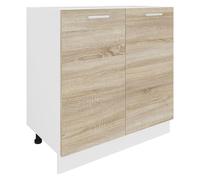 Esilo meuble bas de cuisine 80 cm 2 portes blanc,Reproduction chêne.