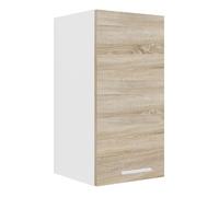 Esilo meuble haut de cuisine 30 cm 1 porte blanc, décor chêne.