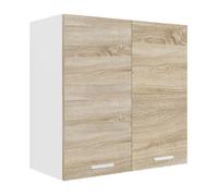 Esilo meuble haut de cuisine 60 cm 2 portes blanc, décor chêne.