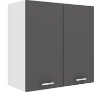 Esilo meuble haut de cuisine 60 cm 2 portes blanc, gris.