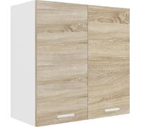 Esilo meuble haut de cuisine 60 cm 2 portes blanc,Reproduction chêne.