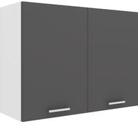 Esilo meuble haut de cuisine 80 cm 2 portes blanc, gris.