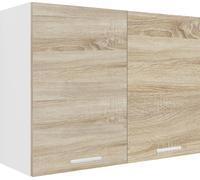 Esilo meuble haut de cuisine 80 cm 2 portes blanc,Reproduction chêne.