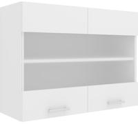 Esilo meuble haut de cuisine 80 cm 2 portes en verre blanc.