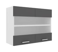 VCM Armoire suspendue style moderne Esilo (Armoire suspendue, blanc/anthracite, 2 Glastüren)