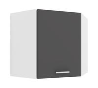Esilo meuble haut de cuisine, armoire d'angle blanc, gris.