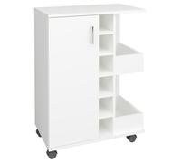 Esilo module de cuisine sur roulettes 1 porte, 2 tablettes, 6 vintablettes blanc.