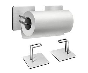 ESINAM Support magnétique pour essuietout Version améliorée Aimants puissants Support mural pour réfrigérateur et barbecue Support pour papier perforé à suspendre Acier inoxydable argenté
