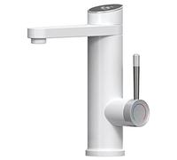 ESIP Robinet salle bain,3000W Chauffe eau Instantané Electrique,Avec affichage de la température à LED,Robinet lavabo à poignée unique, rotation à 120 degrés mitigeur lavabo-Blanc