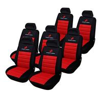 eSituro 7 Pièces Couverture de siège de Voiture Universelle,Housses de siège en Polyester Noir Rouge