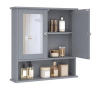eSituro Armoire de Toilette avec Miroir et Porte, Meuble Mural Salle de Bain, Gris, 56x58,3x13cm