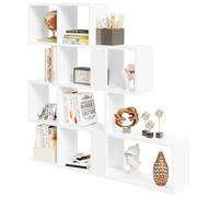 eSituro Bibliothèque Étagère de Rangement, à 4 Niveaux, Étagère Cube à 11 Compartiments Ouverts, pour Salon, Chambre à Coucher, Bureau, 115x19,5x109,5cm, Blanc