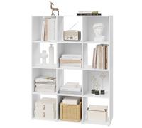 eSituro Bibliothèque, Meuble Cube, Bibliothèque Étagère de Rangement avec 12 Compartiments Ouverts, pour Salon, Bureau, Chambre, en Bois d'ingénierie, Blanc, 91x29x120cm