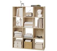 eSituro Bibliothèque, Meuble Cube, Bibliothèque Étagère de Rangement avec 12 Compartiments Ouverts, pour Salon, Bureau, Chambre, en Bois d'ingénierie, Chêne Clair, 91x29x120cm