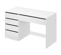 eSituro Bureau d'Ordinateur avec 5 Tiroirs, Table Informatique avec Rangement, pour Bureau, Studio, en Bois d'Ingénierie, 120x55x75 cm, Blanc