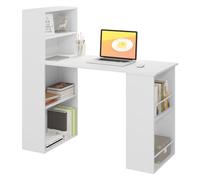 eSituro Bureau d'Ordinateur avec Rangement, Table Informatique avec 6 Casiers Ouverts, Installation Réversible, pour Bureau à Domicile, Studio, Chambre d'Adolescence, 120x55 cm, Blanc