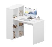 eSituro Bureau d'Ordinateur avec Rangement, Table Informatique avec 6 Casiers Ouverts, pour Bureau à Domicile, Chambre, en Bois d'Ingénierie, 120x63x111 cm, Blanc
