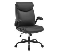eSituro Chaise de Bureau Ergonomique, Fauteuil de Direction avec Fonction de Basculement et Accoudoirs Rabattables, en PU, Noir
