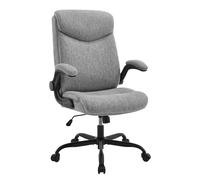 eSituro Chaise de Bureau Ergonomique, Fauteuil de Direction, Lin Coton, Gris