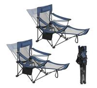 eSituro Chaise Pliante Camping, Lot de 2, Chaise de Pêche Légère, Portable, avec Dossier Réglable à 2 Positions, pour Camping, Extérieur, Bleu