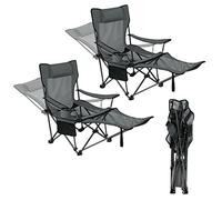eSituro Chaise Pliante Camping, Lot de 2, Chaise de Pêche Légère, Portable, avec Dossier Réglable à 2 Positions, pour Camping, Extérieur, Gris