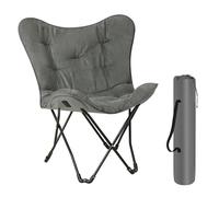 eSituro Chaise Pliante Camping, Siège Rembourré, Portable, Léger, avec Sac de Transport, Tissu en Daim Synthétique et Oxford, Gris Foncé