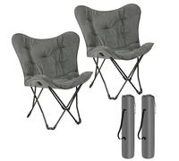eSituro Chaises Pliantes Camping Lot de 2, Siège Rembourré, Portable, Léger, avec Sac de Transport, Tissu en Daim Synthétique et Oxford, Gris Foncé