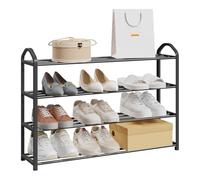 eSituro Étagère à Chaussures à 4 Niveaux, Porte Chaussures, Meuble Chaussures, Rangement Chaussures pour 12-16 Paires de Chaussures en Plastique PP et Métal 79x62x20 cm Noir + Gris SSHR0022