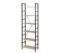 eSituro Étagère de Rangement 6 Niveaux étagère sur Pied étagère de Cuisine,Noir+Bois Foncé (Noir + Chêne foncé, 60 x 28 x 180 cm)