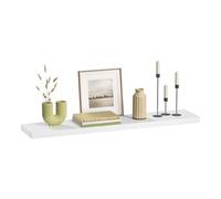 eSituro Étagère Murale, Étagère Flottante, en MDF et Métal, avec Support Invisible, pour Chambre, Salon, Bureau, Cuisine, Blanc, 120x22,9x3,8cm