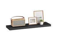 eSituro Étagère Murale, Étagère Flottante, en MDF et Métal, avec Support Invisible, pour Chambre, Salon, Bureau, Cuisine, Noir, 80x22,9x3,8cm