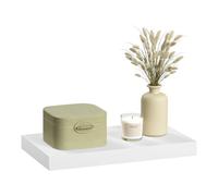 eSituro Étagère Murale, Étagère Flottante, en MDF et Métal, avec Support Invisible, pour Chambre, Salon, Bureau, Cuisine, Blanc, 40x22,9x3,8cm