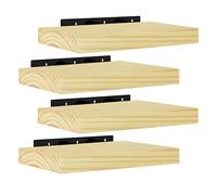 eSituro Étagère Murale, Lot de 4, Tablette Murale, en Bois Massif, Support Invisible, 30x19x3,5cm