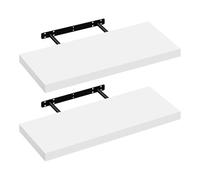 eSituro Étagères Murales Lot de 2, Blanche pour Salon, Cuisine, Étagères Flottantes en Bois pour Chambre à Coucher, Moderne, Facile à Installer, Fixation Invisible, 60cm