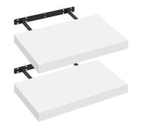 eSituro Étagères Murales Lot de 2, Blanche pour Salon, Cuisine, Petite Étagères Flottantes en Bois pour Chambre à Coucher, Moderne, Facile à Installer, Fixation Invisible, 40cm