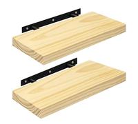 eSituro Étagères Murales Suspendue, Lot de 2, Pin Massif, Étagères Flottantes pour Salon, Cuisine, Tablette Murale en Bois, Décoration pour Chambre à Coucher, Moderne, Fixation Invisible, 40cm