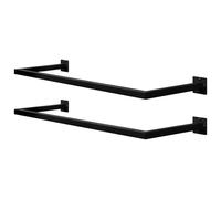 eSituro Lot de 2 Barres de Penderie Murale, Tringle à Vêtements, en Tube Industriel, pour Entrée Cuisine Salon Salle de Bain, Charge Max. 50 kg, 114x6,5x30 cm, Noir