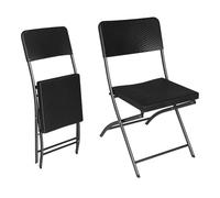 eSituro Lot de 2 Chaises de Jardin, Chaise Pliante pour Jardin, Terrasse, Patio, Plage, en Rotin, Noire, 59x46x81cm