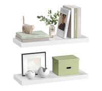 eSituro Lot de 2 Étagère Murale, Étagère Flottante, Étagère Rangement Murale, en MDF et Métal, avec Support Invisible, pour Chambre, Salon, Bureau, Cuisine, Blanc, 60x22,9x3,8cm