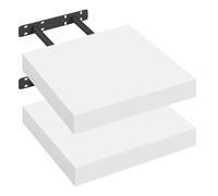 eSituro Lot de 2 Étagères Murales, Étagère Flottante, en MDF et Métal, avec Support Invisible, pour Chambre, Salon, Bureau, Cuisine, Blanc, 25x22,9x3,8cm