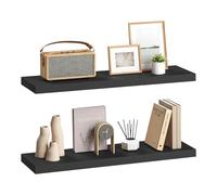 eSituro Lot de 2 Étagères Murales, Étagère Flottante, en MDF et Métal, avec Support Invisible, pour Chambre, Salon, Bureau, Cuisine, Noir, 80x22,9x3,8cm